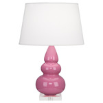 Triple Gourd Small Table Lamp - Schiaparelli Pink / Pearl Dupioni
