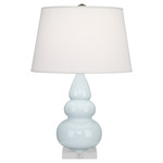 Triple Gourd Small Table Lamp - Baby Blue / Pearl Dupioni