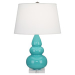 Triple Gourd Small Table Lamp - Egg Blue / Pearl Dupioni