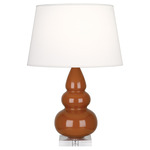 Triple Gourd Small Table Lamp - Cinnamon / Pearl Dupioni