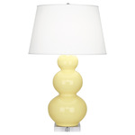 Triple Gourd Table Lamp - Butter / Pearl Dupioni