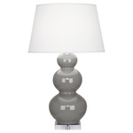 Triple Gourd Table Lamp - Smokey Taupe / Pearl Dupioni