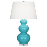 Triple Gourd Table Lamp - Egg Blue / Pearl Dupioni