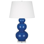 Triple Gourd Table Lamp - Marine Blue / Pearl Dupioni