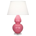 Double Gourd Table Lamp - Schiaparelli Pink / Pearl Dupioni Shade
