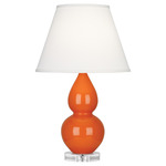 Double Gourd Table Lamp - Pumpkin / Pearl Dupioni Shade