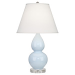 Double Gourd Table Lamp - Baby Blue / Pearl Dupioni Shade