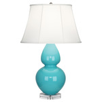 Double Gourd Table Lamp - Egg Blue / Ivory Shade