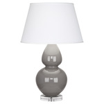 Double Gourd Table Lamp - Smokey Taupe / Pearl Dupioni Shade