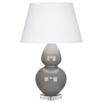 Double Gourd Table Lamp - Smoky Taupe / Pearl Dupioni Shade