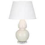 Double Gourd Table Lamp - Bone / Pearl Dupioni Shade