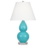 Double Gourd Table Lamp - Egg Blue / Pearl Dupioni Shade