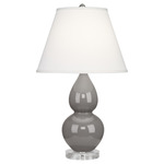 Double Gourd Table Lamp - Smokey Taupe / Pearl Dupioni Shade