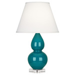 Double Gourd Table Lamp - Peacock / Pearl Dupioni Shade