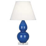 Double Gourd Table Lamp - Marine Blue / Pearl Dupioni Shade