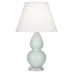 Double Gourd Table Lamp - Celadon / Pearl Dupioni Shade