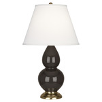 Double Gourd Table Lamp - Coffee / Pearl Dupioni Shade