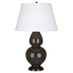 Double Gourd Table Lamp - Coffee / Pearl Dupioni Shade