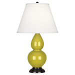 Double Gourd Table Lamp - Citron / Pearl Dupioni Shade