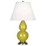 Double Gourd Table Lamp - Citron / Pearl Dupioni Shade