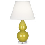 Double Gourd Table Lamp - Citron / Pearl Dupioni Shade