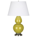 Double Gourd Table Lamp - Citron / Pearl Dupioni Shade