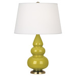 Triple Gourd Small Table Lamp - Citron / Pearl Dupioni