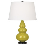 Triple Gourd Small Table Lamp - Citron / Pearl Dupioni