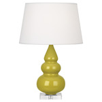 Triple Gourd Small Table Lamp - Citron / Pearl Dupioni