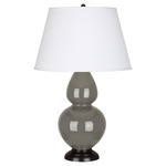 Double Gourd Table Lamp - Ash / Pearl Dupioni Shade