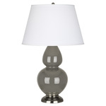 Double Gourd Table Lamp - Ash / Pearl Dupioni Shade