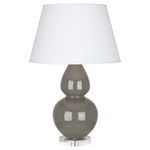 Double Gourd Table Lamp - Ash / Pearl Dupioni Shade