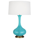 Pike Table Lamp - Egg Blue / Pearl Dupioni