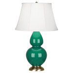 Double Gourd Table Lamp - Emerald Green / Ivory Shade