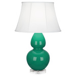 Double Gourd Table Lamp - Emerald Green / Ivory Shade