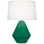 Delta Table Lamp - Emerald Green / Oyster Linen