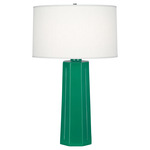 Mason Table Lamp - Emerald Green / Oyster Linen