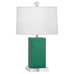 Harvey Accent Lamp - Emerald Green / Oyster Linen