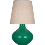 June Table Lamp - Emerald Green / Buff Linen