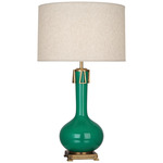 Athena Table Lamp - Emerald Green / Heather Linen