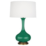 Pike Table Lamp - Emerald Green / Pearl Dupioni