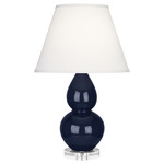 Double Gourd Table Lamp - Midnight Blue / Pearl Dupioni Shade