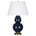 Double Gourd Table Lamp - Midnight Blue / Pearl Dupioni Shade