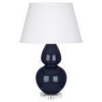 Double Gourd Table Lamp - Midnight Blue / Pearl Dupioni Shade
