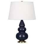 Triple Gourd Small Table Lamp - Midnight Blue / Pearl Dupioni