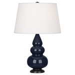 Triple Gourd Small Table Lamp - Midnight Blue / Pearl Dupioni