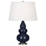 Triple Gourd Small Table Lamp - Midnight Blue / Pearl Dupioni