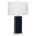 Harvey Table Lamp - Midnight Blue / Oyster Linen