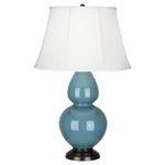 Double Gourd Table Lamp - Steel Blue / Ivory Shade