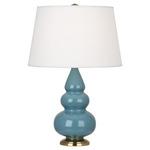 Triple Gourd Small Table Lamp - Steel Blue / Pearl Dupioni